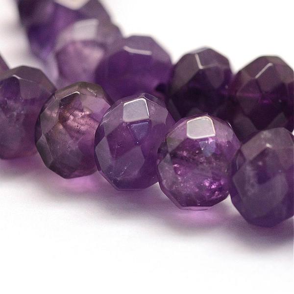 

PandaHall Natural Amethyst Beads Strands, Rondelle, Faceted, 5~6x3.5~4mm, Hole: 1mm, Hole: 1mm, about 71pcs/strand, 15.75 inch(40cm)...