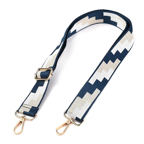 

PandaHall Polyester Bag Strap, with Zinc Alloy Clasps, Geometric Patterns, for Bag Replacement Accessories, Marine Blue, 66~132x3.6cm...
