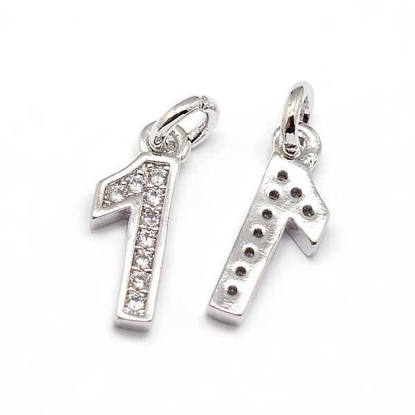 

PandaHall Real Platinum Plated Tone Brass Micro Pave Cubic Zirconia Number Charms, Num.1, Cadmium Free & Nickel Free & Lead Free..., Clear