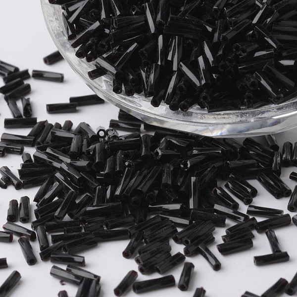 

PandaHall Glass Twisted Bugle Beads, Opaque Colours, Round Hole, Black, 6~7x1.5~2mm, Hole: 0.5mm, about 1388pcs/50g Glass Black