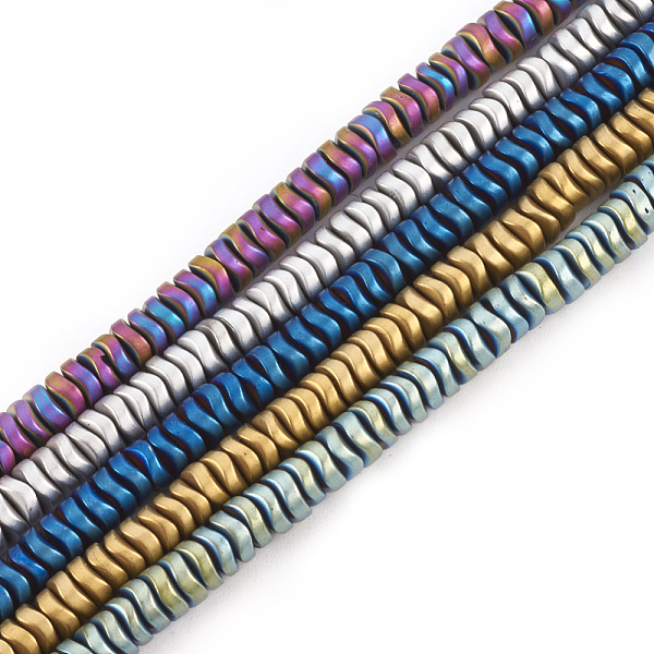 

PandaHall Electroplate Non-magnetic Synthetic Hematite Beads Strands, Matte Style, Wavy Disc, Mixed Color, 4x1.5mm, Hole: 1mm, about...