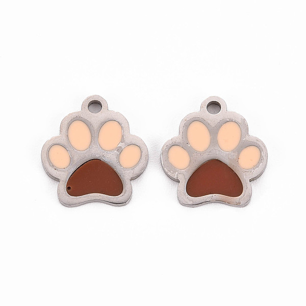 

PandaHall 304 Stainless Steel Enamel Charms, Stainless Steel Color, Dog Paw Prints, Saddle Brown, 13x12x1mm, Hole: 1.5mm Stainless...