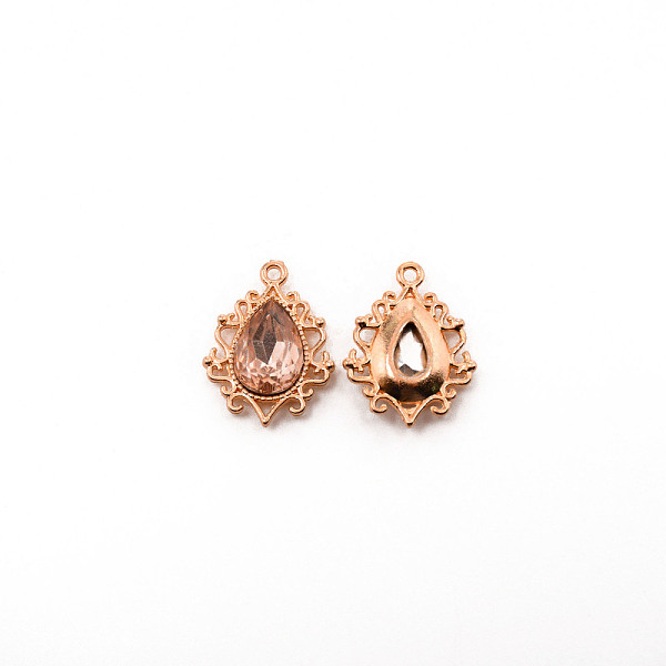 

PandaHall Alloy Pendants, with Rhinestone, Cadmium Free & Lead Free, Light Gold, Teardrop, PeachPuff, 25x19x5mm, Hole: 1.6mm..., Brown