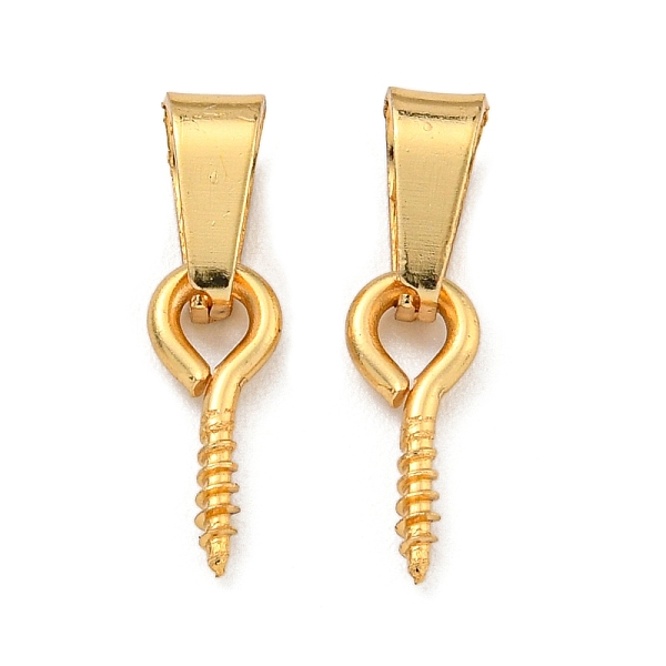 

PandaHall 304 Stainless Steel Screw Eye Pin Peg Bails, with 201 Stainless Steel Snap On Bails, For Half Drilled Beads, Real 18K Gold Plated...