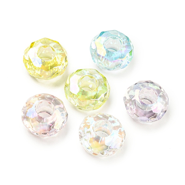 

PandaHall UV Plating Rainbow Iridescent Acrylic European Beads, Large Hole Beads, Rondelle, Mixed Color, 15x15x8mm, Hole: 6mm Acrylic..., Multicolor