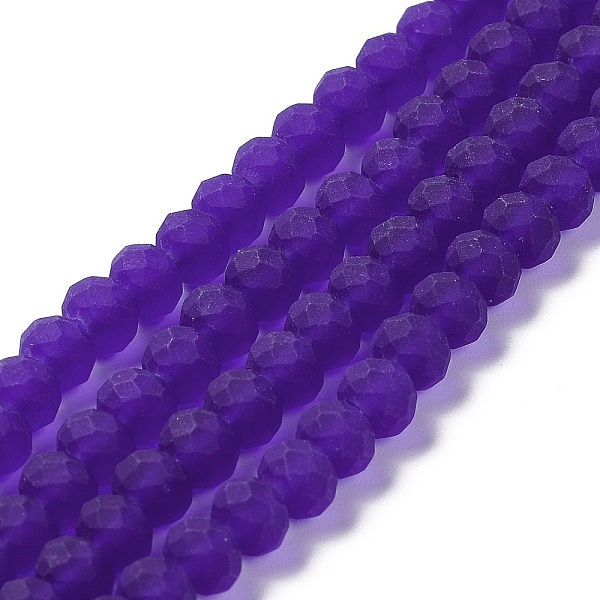 

PandaHall Transparent Glass Beads Strands, Faceted, Frosted, Rondelle, Blue Violet, 6x4.5mm, Hole: 1.4mm, about 83~85pcs/strand, 38~39cm...
