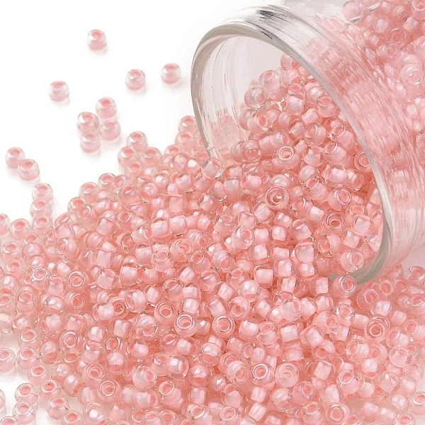

PandaHall TOHO Round Seed Beads, Japanese Seed Beads, (191) Soft Pink Lined Crystal, 11/0, 2.2mm, Hole: 0.8mm, about 1110pcs/10g Glass Pink