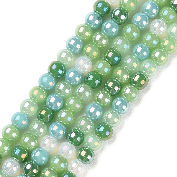 

PandaHall Transperant Electroplate Glass Beads Strands, AB Color Plated, Round, Medium Sea Green, 4~4.5mm, Hole: 0.9mm, about 100pcs/strand...
