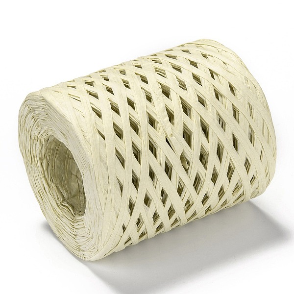 

PandaHall Raffia Ribbon, Packing Paper String, for Gift Wrapping, Party Decor, Craft Weaving, Beige, 3~4mm, about 200m/roll Paper Yellow