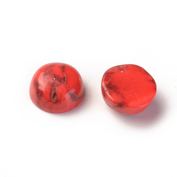 

PandaHall Natural Howlite Cabochons, Dyed, Half Round, FireBrick, 6x3mm Howlite Half Round Red