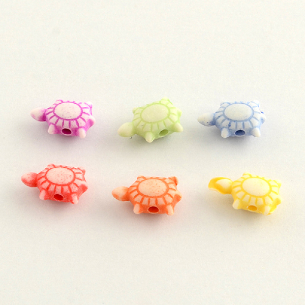 

PandaHall Craft Style Acrylic Beads, Tortoise, Mixed Color, 12x8x5mm, Hole: 2mm, about 2300pcs/500g Acrylic Tortoise Multicolor
