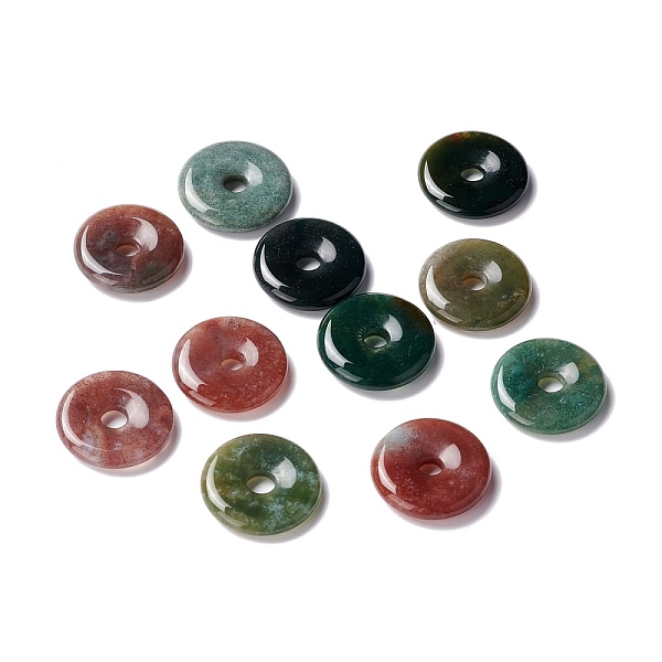

PandaHall Natural Indian Agate Pendants, Donut/Pi Disc, 20x4mm, Hole: 4mm Indian Agate Donut