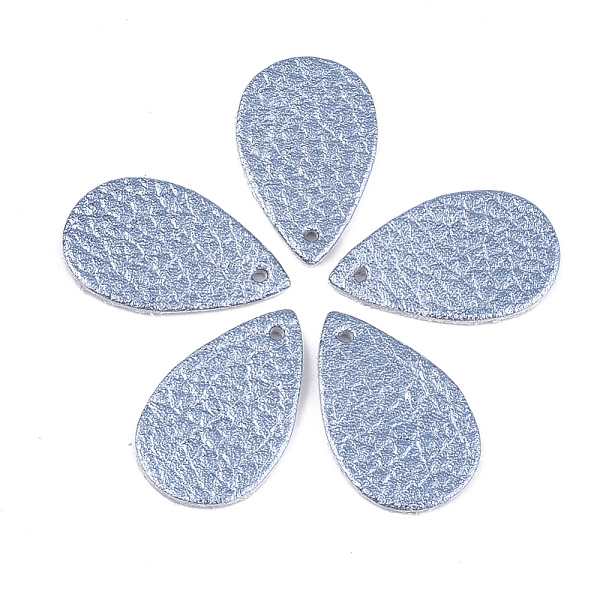 

PandaHall Eco-Friendly Cowhide Pendants, teardrop, Cornflower Blue, 25x15x1mm, Hole: 1.5mm Leather Teardrop Blue