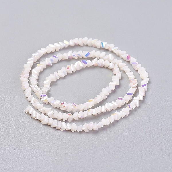 

PandaHall Electroplate Glass Beads Strands, AB Color Plated, Faceted, Triangle, White, 3~3.5x2~3x2~3mm, Hole: 0.7mm, about 176~180pcs/strand...