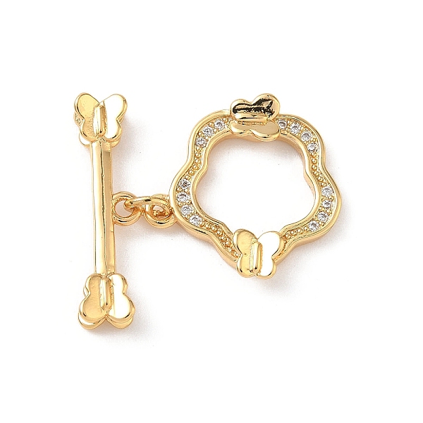 Brass Micro Pave Clear Cubic Zirconia Toggle Clasps