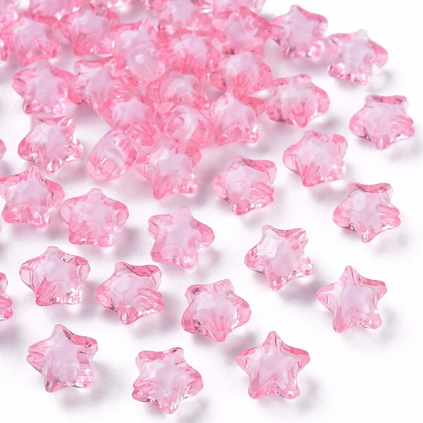 

PandaHall Transparent Acrylic Beads, Bead in Bead, Faceted, Star, Pearl Pink, 10.5x11x7mm, Hole: 2mm, about 1280pcs/500g Acrylic Star