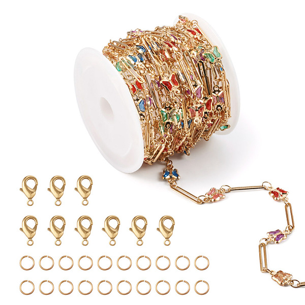 

PandaHall DIY Chain Bracelet Necklace Making Kit, Including Brass Butterfly & Oval Link Chains, Lobster Claw Clasps & Jump Rings, Golden...