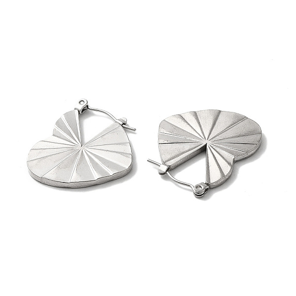 

PandaHall 304 Stainless Steel Heart Hoop Earrings for Women, Stainless Steel Color, 27x22.5x2mm, Pin: 0.7mm 304 Stainless Steel