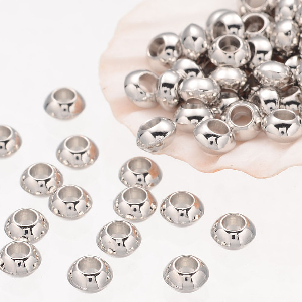 rondelle tibetan silver spacer beads, lead free & nickel free & cadmium free, platinum color, about 5.5mm thick, hole: 2.3mm