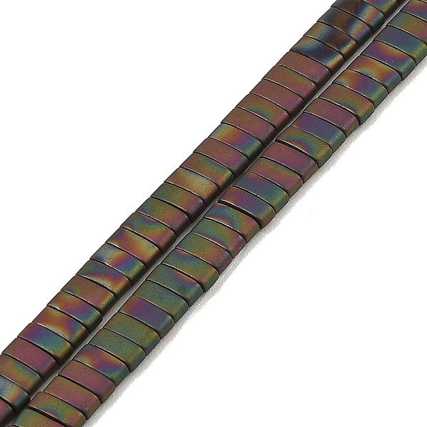 

PandaHall Electroplated Frosted Non-magnetic Synthetic Hematite Beads Strands, Rectangle, 2-Hole, Rainbow Plated, 5x2x2mm, Hole: 0.8mm...