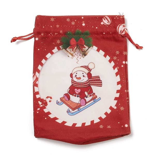 

PandaHall Christmas Theme Rectangle Cloth Bags with Jute Cord, Drawstring Pouches, for Gift Wrapping, Snowman, 19x16x0.6cm Cloth Snowman..., Red