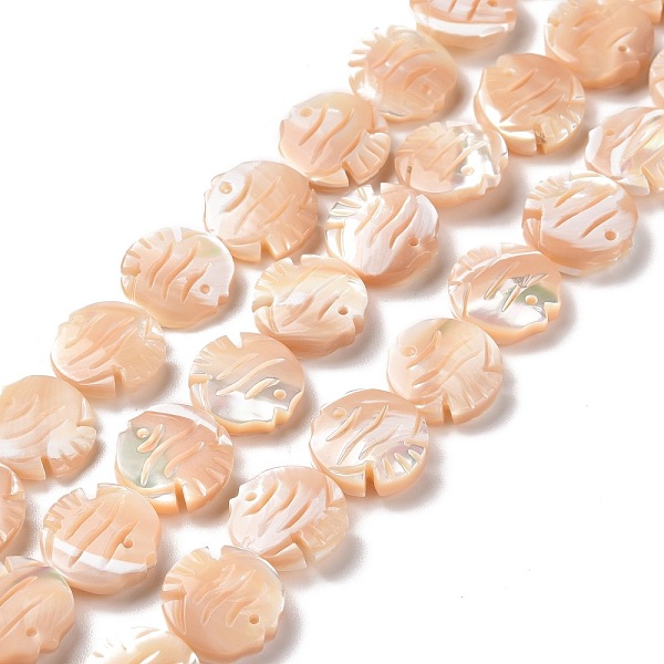 

PandaHall Natural Trochid Shell Beads Strands, Fish, Sandy Brown, 13x13x3.5mm, Hole: 0.5mm, about 31pcs/strand, 15.83 inch(40.2cm) Trochus...