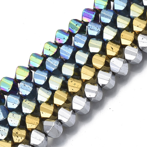 

PandaHall Electroplate Non-magnetic Synthetic Hematite Beads Strands, Twist Round, Mixed Color, 5.5x5x5mm, Hole: 1mm, about 73~76pcs/strand..., Multicolor