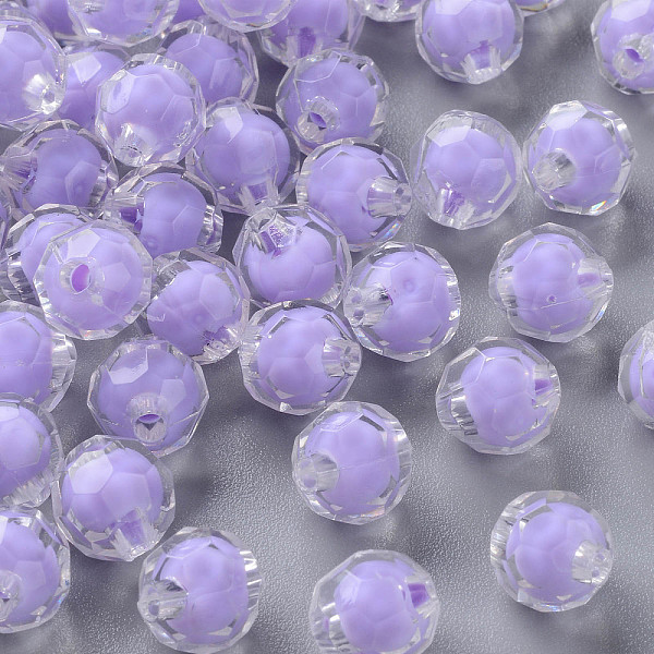 

PandaHall Transparent Acrylic Beads, Bead in Bead, Faceted, Round, Lilac, 9.5x9.5mm, Hole: 2mm, about 1041pcs/500g Acrylic Round Purple
