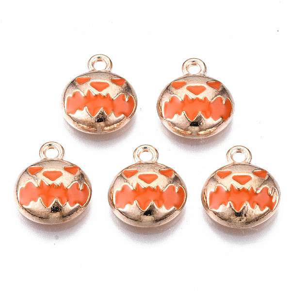 

PandaHall Alloy Enamel Charms, Halloween, Cadmium Free & Lead Free, Pumpkin, Light Gold, Tomato, 12.5x11x3.5mm, Hole: 1.6mm Alloy+Enamel..., Red