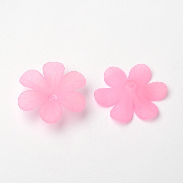 

PandaHall Pink Flower Frosted Clear Transparent Acrylic Beads for Jewelry DIY, about 33mm in diameter, 8mm thick, Hole: 1.5~2mm Acrylic...