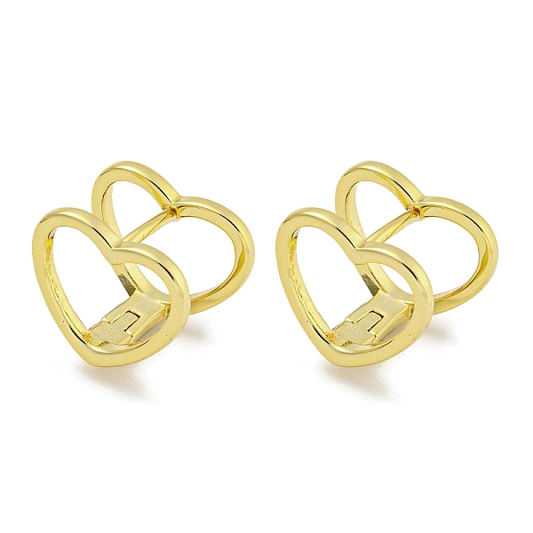 

PandaHall Brass Hoop Earrings, Real 18K Gold Plated, 10.5x12.5mm Brass Heart