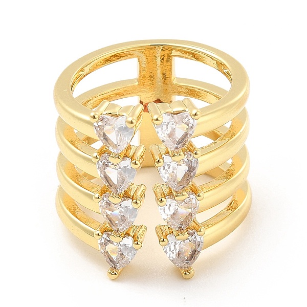 

PandaHall Clear Cubic Zirconia Open Cuff Ring, Rack Plating Brass Multi Line Wide Ring for Women, Cadmium Free & Lead Free, Golden, US Size...