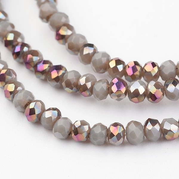 

PandaHall Electroplate Glass Beads Strands, Half Plated, Faceted Rondelle, Light Grey, 3x2mm, Hole: 1mm, about 202pcs/strand, 17 inch Glass..., Gray
