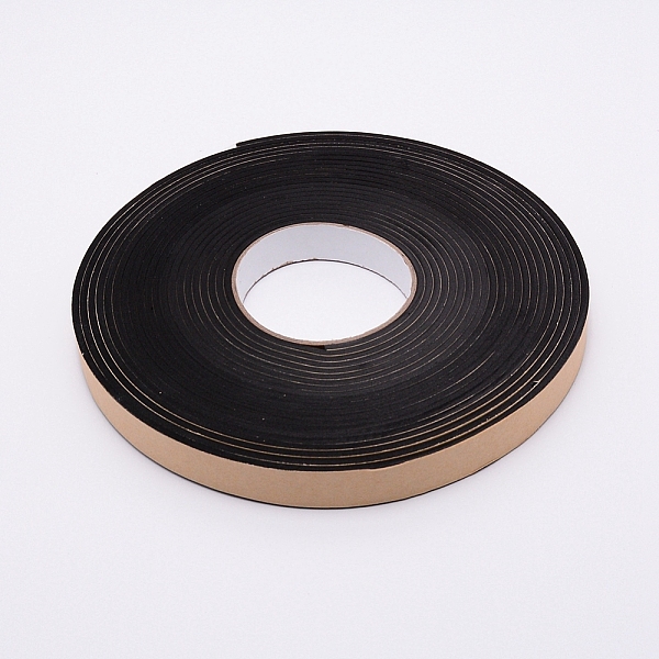 PandaHall Strong Adhesion EVA Sponge Foam Rubber Tape, Anti-Collision Seal Strip, Black, 20x3mm, 10m/roll Adhesive Black