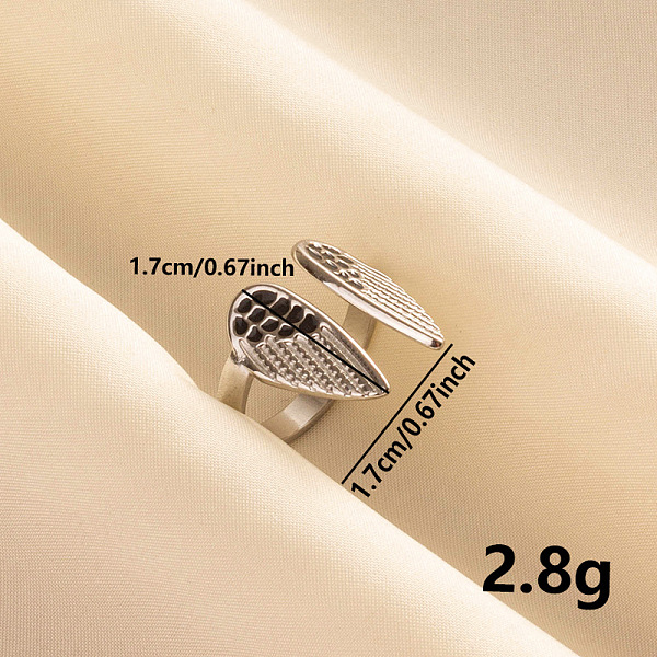 

PandaHall Vintage 304 Stainless Steel Enamel Cuff Ring, Wing Wide Band Open Ring for Women, Stainless Steel Color 304 Stainless Steel Wing