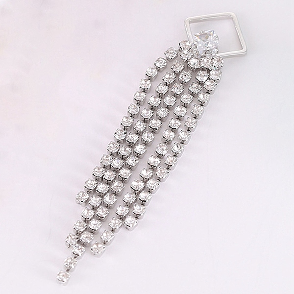 

PandaHall Brass Rhinestone Tassel Big Pendants, Platinum, 93x15mm Brass Others