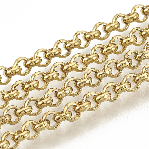 

PandaHall 304 Stainless Steel Rolo Chains, Belcher Chain, with Spool, Unwelded, Golden, 3~3.2x1.1mm, about 32.8 Feet(10m)/roll 304 Stainless...