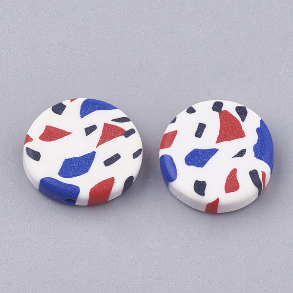 

PandaHall Handmade Polymer Clay Beads, Flat Round, White, 18.5~21x5~6.5mm, Hole: 1~2mm Polymer Clay Flat Round White