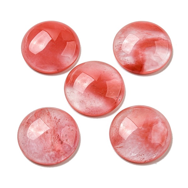 

PandaHall Cherry Quartz Glass Cabochons, Flat Round, 20~21.5x6~8mm Cherry Quartz Glass Flat Round