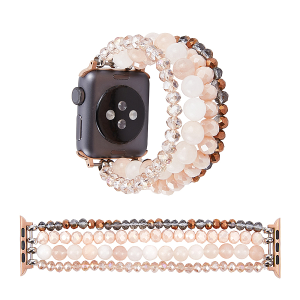 

PandaHall Bling Synthetic Mixed Stone Beaded Stretch Watch Bands, 4 Layer Replacement Watch Straps with Stainless Steel Findings, Colorful...