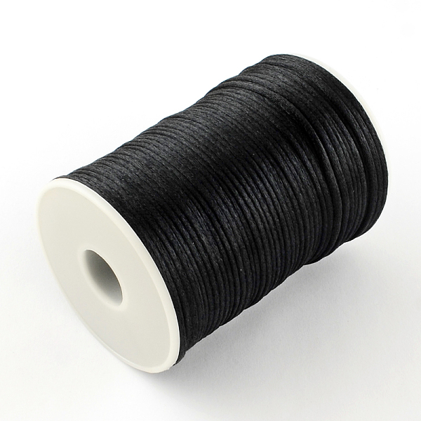 

PandaHall Polyester Cords, Black, 2mm, about 98.42 yards(90m)/roll Polyester Black