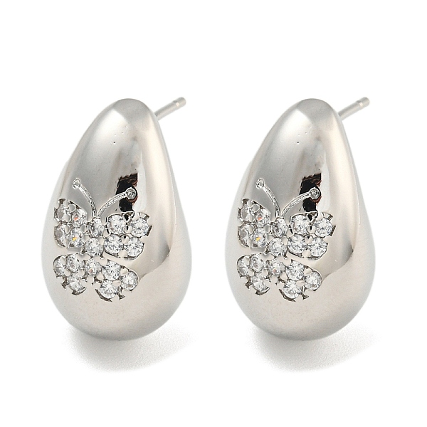 

PandaHall Rack Plating Brass Micro Pave Clear Cubic Zirconia Stud Earring, Cadmium Free & Lead Free, Long-Lasting Plated, Teardrop, Real 18K...