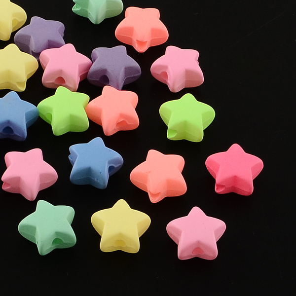 

PandaHall Star Spray Painted Fluorescent Acrylic Beads, Mixed Color, 11x12x6mm, Hole: 2mm Acrylic Star Multicolor