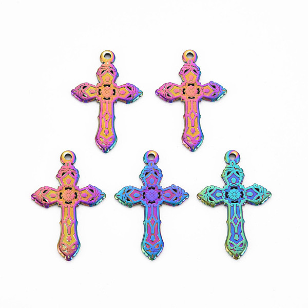 

PandaHall 201 Stainless Steel Pendants, Cross, Rainbow Color, 31x19.5x1mm, Hole: 1.6mm 201 Stainless Steel Cross