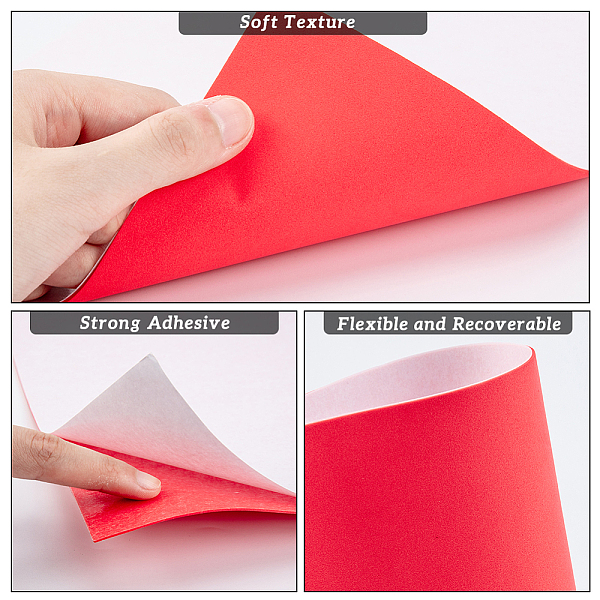 

PandaHall BENECREAT 10PCS Self Adhesive Backed Foam Sheet Red Nonslip EVA Foam Pad Mat with Adhesive Backing for Furniture Doors 30x21x0.1cm...