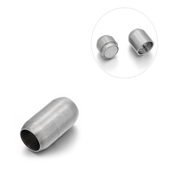Matte 304 Stainless Steel Barrel Magnetic Clasps With Glue-in Ends
