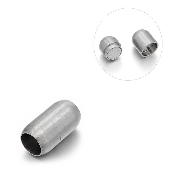 

PandaHall Matte 304 Stainless Steel Barrel Magnetic Clasps with Glue-in Ends, Stainless Steel Color, 22x13mm, Hole: 9mm 304 Stainless Steel...