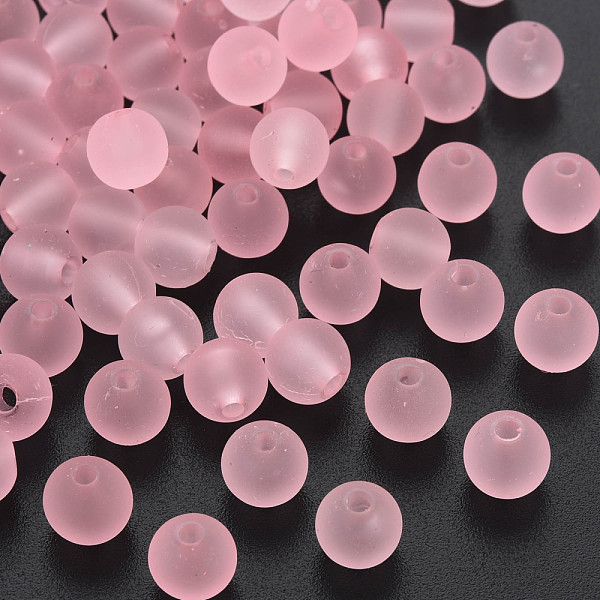 

PandaHall Transparent Acrylic Beads, Rubberized Style, Frosted, Round, Pearl Pink, 8x7mm, Hole: 1.8mm, about 1745pcs/500g Acrylic Round