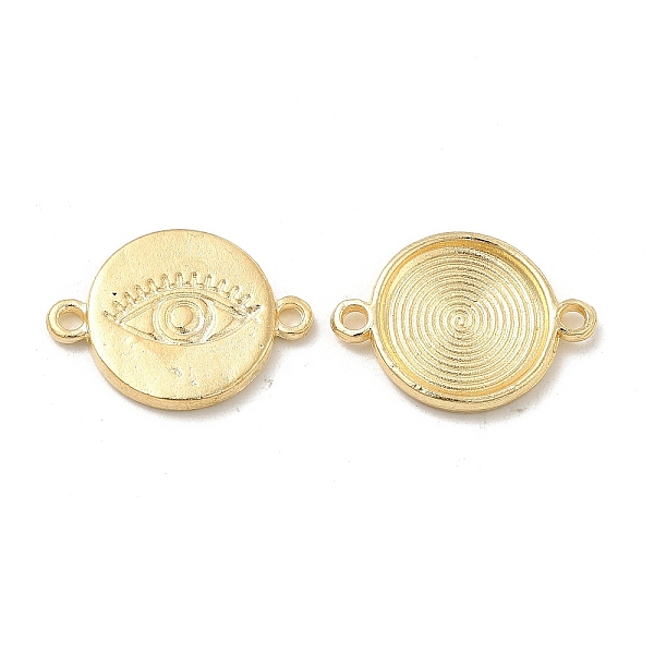 

PandaHall Alloy Connector Charms, Flat Round Links with Eye, Nickel, Light Gold, 15.5x21.5x2mm, Hole: 1.6mm Alloy Eye