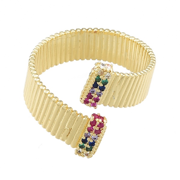 

PandaHall Colorful Cubic Zirconia Rectangle Open Cuff Ring, Brass Chunky Ring for Women, Real 18K Gold Plated, US Size 9 3/4(19.5mm)...
